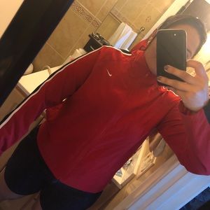 Nike Red _Striped black and white windbreaker.